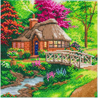 CRAFT BUDDY DIY CRYSTAL ART KIT FRENDSHIP COTTAGE 30CM X 30CM PARTIAL CRYSTAL