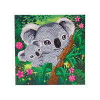 CRAFT BUDDY DIY CRYSTAL ART CARD KIT KOALA HUGS 18CM X 18CM PARTIAL CRYSTAL