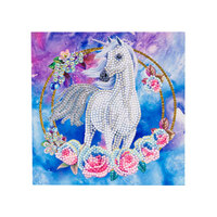 CRAFT BUDDY DIY CRYSTAL ART CARD KIT UNICORN GARLAND 18CM X 18CM PARTIAL CRYSTAL