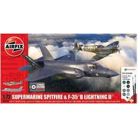 AIRFIX A50190 THEN AND NOW SERIES SUPERMARINE SPITFIRE AND F-35 B LIGHTNING II FIGHTER 1/72 SCALE PLASTIC MODEL KIT