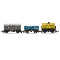 HORNBY R60135 TRIPLE WAGON PACK OPEN CLOSED AND TANK WAGONS ERA 3 HO/OO SCALE ROLLING STOCK