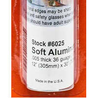 K&S 6025 SOFT ALUMINIUM ROLL .005 THICK 36 GUAGE ( .127MM ) 12 X 30 (305MM X 762MM )