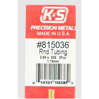 K&S 815036 BRASS TUBING 3/64 .006 ( 1.19MM ) 2 PIECE