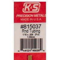 K&S 815037 BRASS TUBE ROUND 1/16 X .006 ( 1.59MM ) 2 PIECES