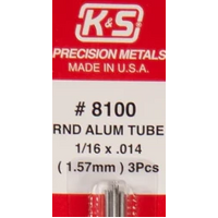 K&S 8100 ALUMINIUM ROUND TUBE 1.57MM 3 PIECES