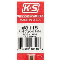 K&S 8115 ROUND COPPER TUBE 7/32 X .014 ( 2.18MM ) 1 PIECE