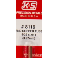 K&S 8119 COPPER ROUND TUBE 5/32 X .014 (3.97MM)