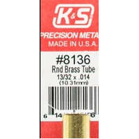 K&S 8136 ROUND BRASS TUBE 13/32 X .014