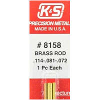 K&S 8158 BRASS ROD .114 - .081 - .072  1 PIECE