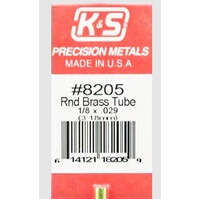 K&S 8205 BRASS TUBE ROUND 1/8 X .029 ( 3.18MM )