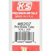 K&S 8207 BRASS TUBE ROUND 3/16 X .029 ( 4.76MM )