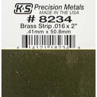 K&S 8234 BRASS STRIP 0.16 X 2 X 12INCH (.41MM X 50.8MM) 1 PIECE