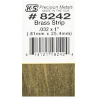 K&S 8242 BRASS STRIP .032 X 1 (.81MM X 25.4MM)