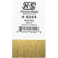 K&S 8244 BRASS STRIP 0.032 X 2 X 12INCH (.81MM X 50.8MM)