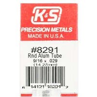 K&S 8291 ROUND ALUMINIUM TUBE 9/16 X .029 ( 14MM )