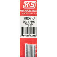 K&S 9802 ALUMINIUM TUBE 3MM X .45MM 4 PIECES