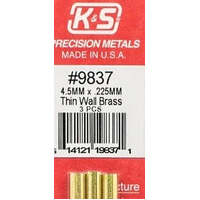 K&S 9837 4.5MM X .225MM THIN WALL BRASS 3 PIECES