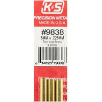 K&S 9838 THIN WALL BRASS 5MM X .225MM 3 PIECE