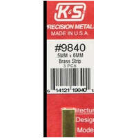 K&S 9840 BRASS STRIP .5MM X 6MM 3 PIECES