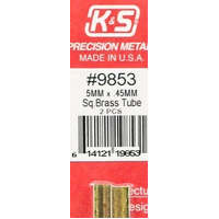 K&S 9853 SQUARE BRASS TUBE 5MM X .45MM 300MM LENGTHS