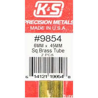 K&S 9854 SQUARE BRASS TUBE 6MM X .45MM 2 PIECES