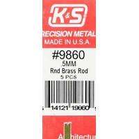 K&S 9860 ROUND BRASS ROD 0.5MM 5 PIECES