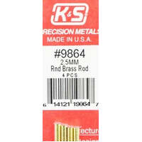 K&S 9864 ROUND BRASS ROD 2.5MM 4 PIECES