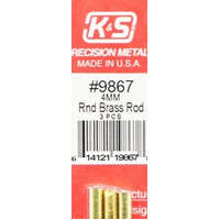 K&S 9867 ROUND BRASS ROD 4MM 3 PIECES 300MM LENGTHS