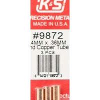 K&S 9872 ROUND COPPER TUBE 4MM X .36MM 3 PIECES