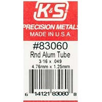 K&S 83060 ROUND ALUMINIUM TUBE 3/16 X 0.049 INCH ( 4.76MM X 1.25MM )