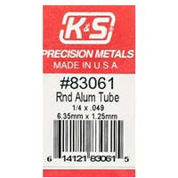 K&S 83061 ROUND ALUMINIUM ROUND TUBE 1/4 X 0.049 (6.35MM X 1.25MM )