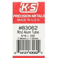 K&S 83062 ROUND ALUMINIUM TUBE 5/16 X 0.049 ( 7.94MM X 1.25MM )