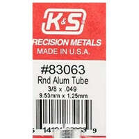 K&S 83063 ROUND ALUMINIUM TUBE 3/8 X .049 ( 9.53MM X 1.25MM )