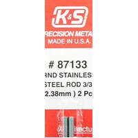 K&S 87133 ROUND STAINLESS STEEL ROD 3/32 2.38MM X 300MM 2PCS