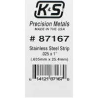 K&S 87163 STAINLESS STEEL STRIP .025 X 1/2 (.635MM X 12.70MM) 1 PIECE