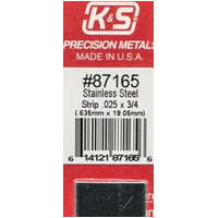 K&S 87165 STAINLESS STEEL STRIP .025 X 3/4 (.635MM X 19.05MM) 1 PIECE