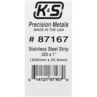 K&S 87167 STAINLESS STEEL STRIP .025 X 1 INCH ( 635MM X 25.4MM ) 1 PIECE