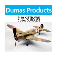 DUMAS 235 P-40 KITTYHAWK WALNUT RUBBER POWERED FLYING MODEL 18 INCH WINGSPAN