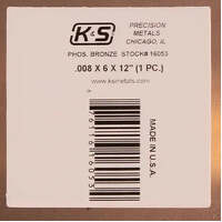 K&S 16053 PHOSPHORUS BRONZE SHEET .008 X 6 X 12 ( 1 PIECE )