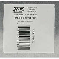 K&S 16256 ALUMINIUM SHEET .032 X 6 X 12 ( 1 PIECE )