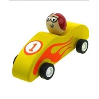 KAPER KIDZ WOODEN PULL BACK RACING CAR - YELLOW