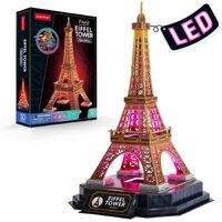 CUBICFUN L534H PARIS EIFFEL TOWER NIGHT EDITION WITH LED LIGHT 51 PIECE 3D CARD PUZZLE