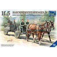 RIICH MODELS RV35012 1/35 WWII GERMAN IF-5 HORSE DRAWN MG WAGON WITH ZWILLINGSLAFETTE 36 PLASTIC MODEL KIT