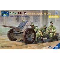 RIICH MODELS RV35026 1/35 GERMAN 3.7 CM PAK 36 ANTI-TANK GUN WITH METAL GUN BARREL PLASTIC MODEL KIT