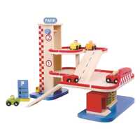 TOOKY TOY WOODEN GARAGE 18PC