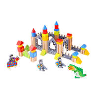 TOOKY TOY WOODEN KNIGHT CASTLE BLOCK 60PC