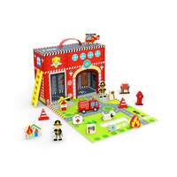 TOOKY TOY WOODEN FIRE STATION BOX