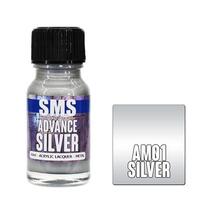 SMS PAINTS AM01 ADVANCE ACRYLIC LAQUER PAINT SILVER METAL 10ML