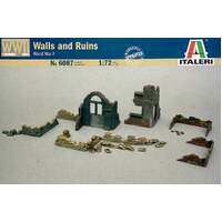 ITALERI 6087 WALLS AND RUINS WW11 MODEL BUILDINGS 1/72 SCALE PLASTIC MODEL KIT