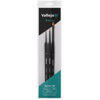 VALLEJO HOBBY STARTER SET OF 3 BRUSHES (Round No.1 & 3/0 Triangular Handle, Flat No.4, synthetics)